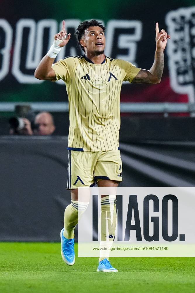 , Stadium De Goffert , season 2026 2027 , UEFA Europa League football , match between NEC Nijmegen and Levski Sofia , picture shows Levski Sofia player Reinaldo scores the 0-1 NEC - Levski Sofia x208455038x