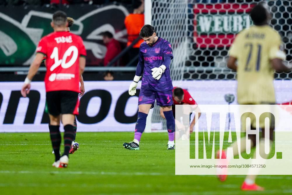 , Stadium De Goffert , season 2026 2027 , UEFA Europa League football , match between NEC Nijmegen and Levski Sofia , picture shows NEC Nijmegen goalkeeper Gonzalo Crettaz disappointed after the 0-1 NEC - Levski Sofia x208455110x
