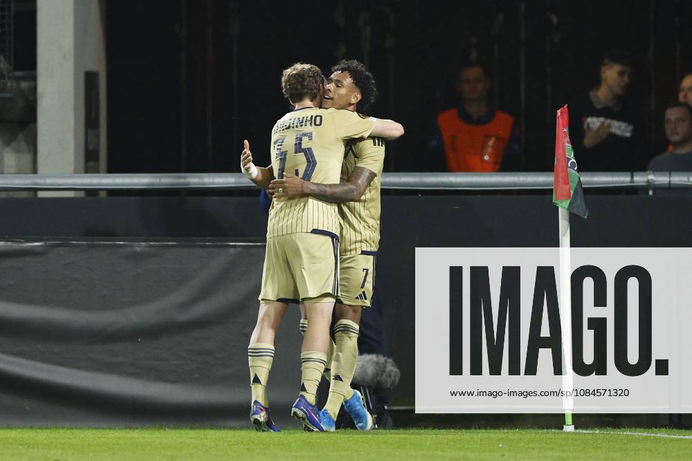 NIJMEGEN - (lr) Serginho of Levski Sofia and Reinaldo of Levski Sofia celebrate the 0-1 during the Europa League match between NEC and PFC Levski Sofia at De Goffert on October 15, 2026 in Nijmegen, the Netherlands. BART STOUTJESDIJK ANP ANPxSportx IVx 572554312 originalFilename: 572554312