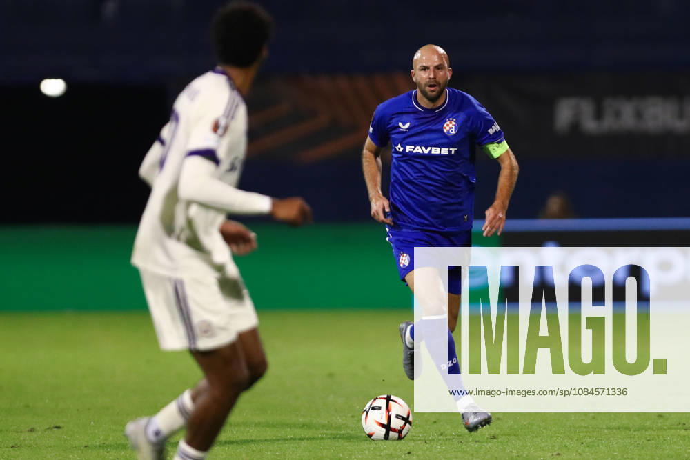 Zagreb, Croatia, 15th October 2026. UEFA Europa League. League phase, Matchday 2, Dinamo Zagreb vs Anderlecht at Maksimir Stadium, Zagreb. Josip MISIC (27) with the ball. UEFA Europa League, Dinamo Zagreb vs Anderlecht.
