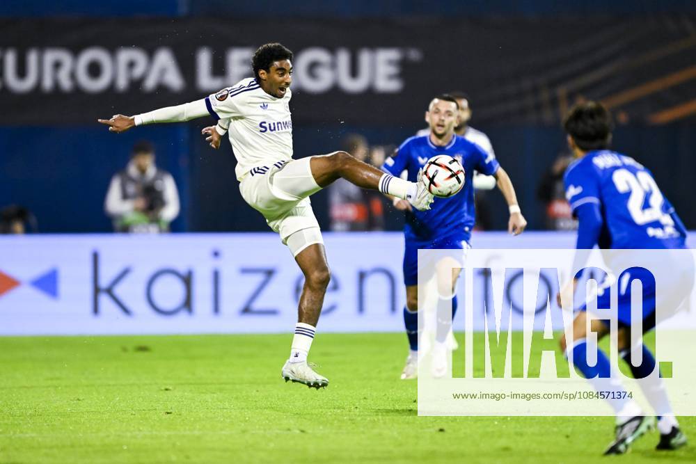 GNK Dinamo v RSC Anderlecht - UEFA Europa League ZAGREB, CROATIA - OCTOBER 15 : Barry Kais defender of RSC Anderlecht in action during the UEFA Europa League 2026 27 League Phase matchday 2 match between GNK Dinamo and RSC Anderlecht on October 15, 2026 in Zagreb, Croatia, 15 10 2026 Zagreb Croatia