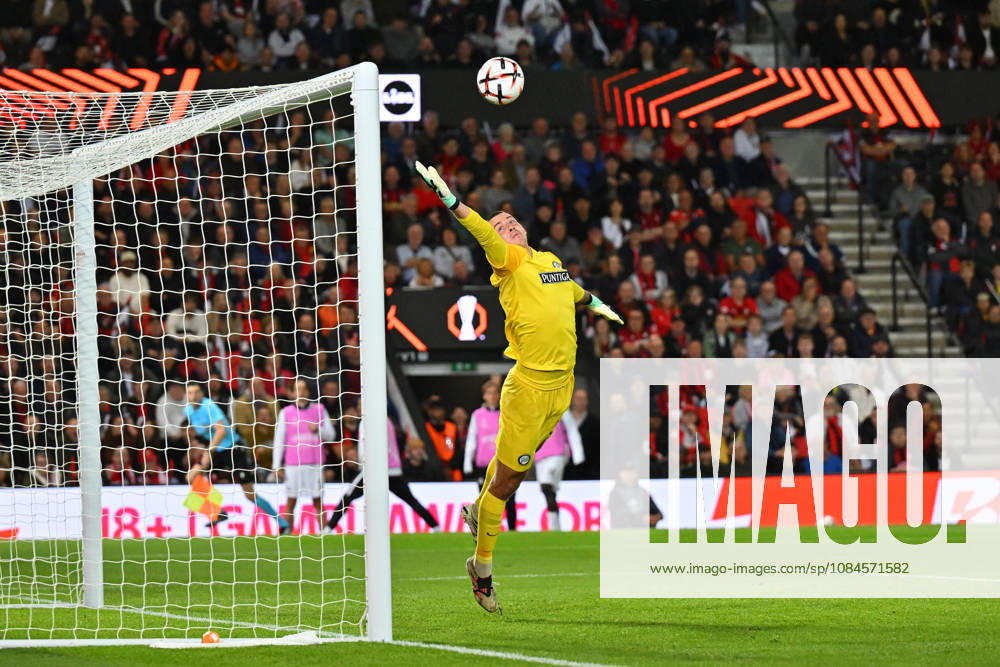 Bournemouth v Sturm Graz, Europa League Goal 1-0 - Daniil Khudyakov (53) of Sturm Graz is beaten by a shot at goal by Evanilson (9) of AFC Bournemouth during the Europa League match between Bournemouth and Sturm Graz at the Vitality Stadium, Bournemouth, UK on 15 October 2026. Bournemouth Vitality Stadium Dorset UK Editorial use only ,