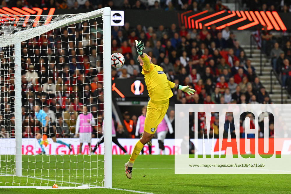 Bournemouth v Sturm Graz, Europa League Goal 1-0 - Daniil Khudyakov (53) of Sturm Graz is beaten by a shot at goal by Evanilson (9) of AFC Bournemouth during the Europa League match between Bournemouth and Sturm Graz at the Vitality Stadium, Bournemouth, UK on 15 October 2026. Bournemouth Vitality Stadium Dorset UK Editorial use only ,