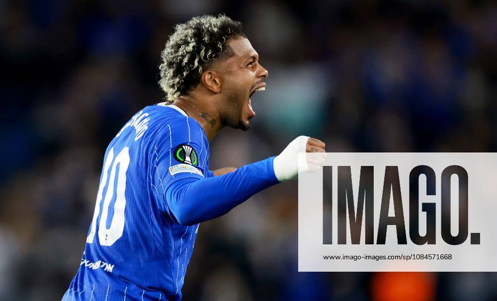 Georginio Rutter of Brighton and Hove Albion celebrates scoring a goal after making the score 1-0. Brighton & Hove Albion v Kauno Zalgiris, UEFA Conference League, Football, American Express Stadium, Brighton, UK - 15 Oct 2026Brighton American Express Stadium United Kingdom