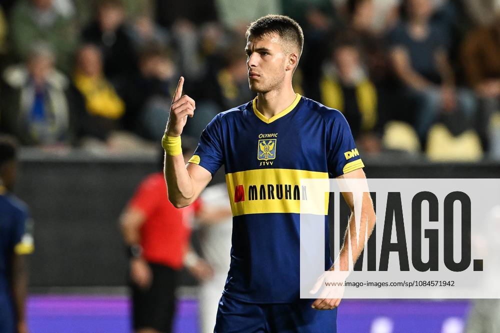STVV s Samed Bazdar pictured during a soccer game between Belgian Sint-Truidense VV and Georgian FC Iberia 1999 Tbilisi, Thursday 15 October 2026 in Sint-Truiden, the opening match of the UEFA Conference League league phase. JILLxDELSAUX x189929829x