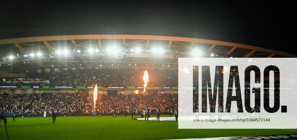 Flames before the UEFA Conference League match between Brighton and Hove Albion and Kuano Zalgiris at the American Express Stadium , Brighton , UK - 15th October 2026 Brighton & Hove Albion vs Kuano Zalgiris UEFA Conference League Football, Amex Stadium, Sussex, United Kingdom - 15 Oct 2026Brighton Amex Stadium Sussex United Kingdom Editorial use only. No merchandising. For Football images FA and Premier League restrictions apply inc. no internet mobile usage without FAPL license - for details contact Football Dataco