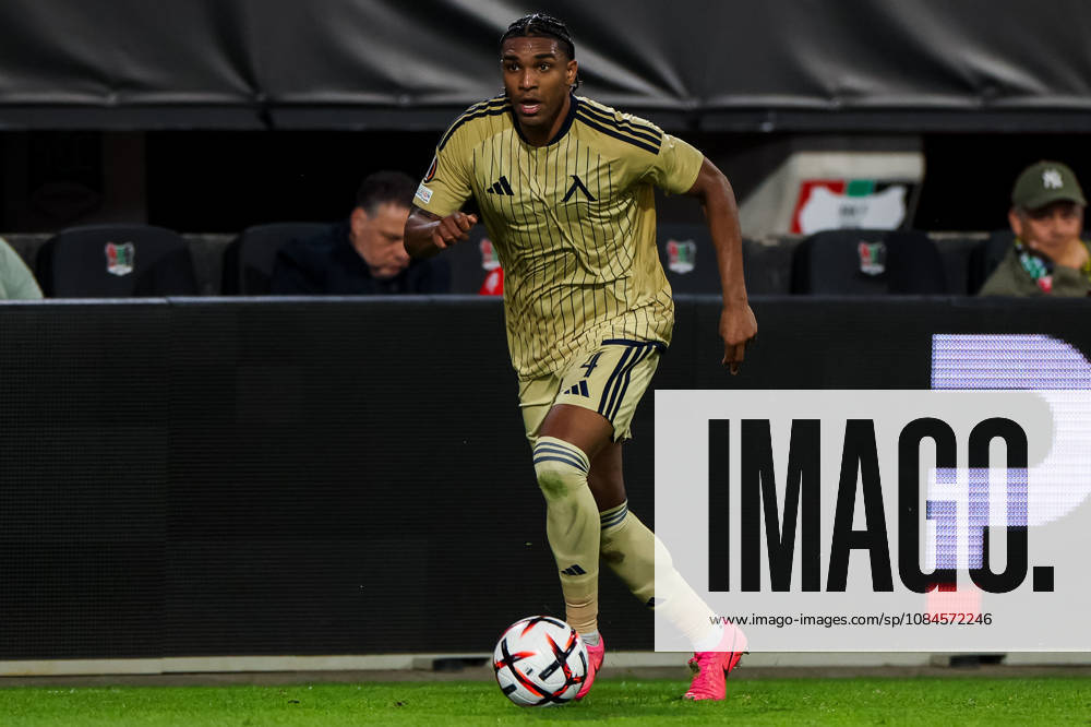 Christian Makoun of Levski Sofia dribbles with the ball during the UEFA Europa League 2026 27 League Phase MD2 match between N.E.C. Nijmegen and PFC Levski Sofia at Goffertstadion on October 15, 2026 in Nijmegen, Netherlands.