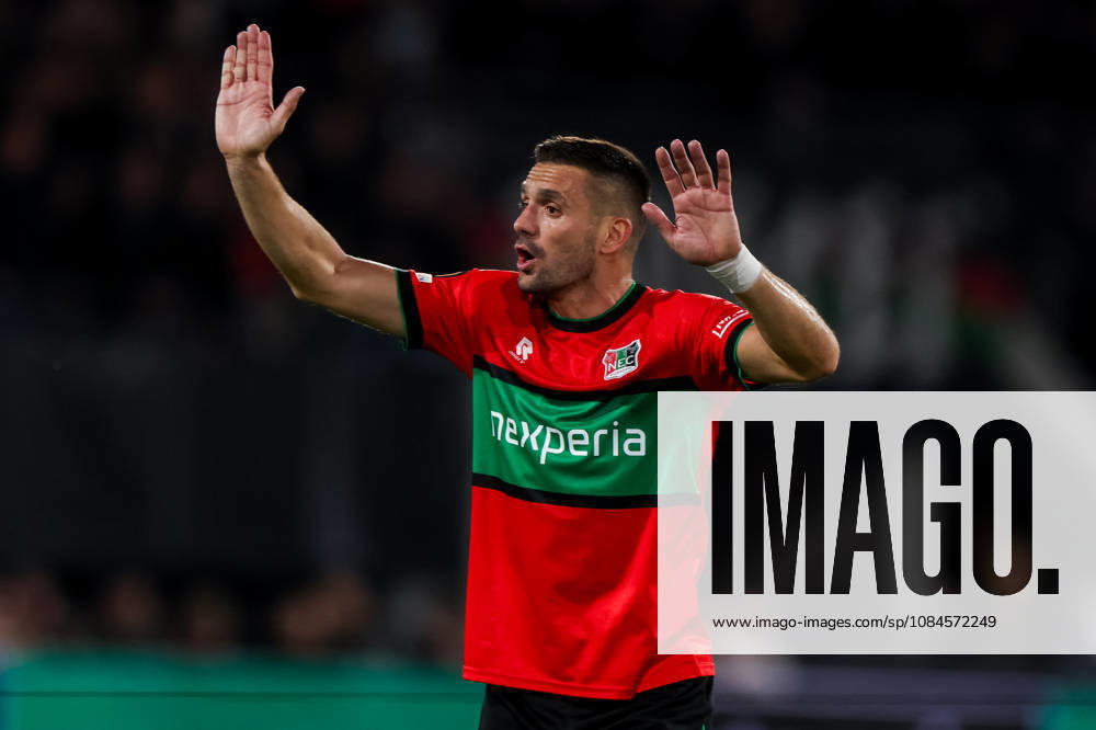 Dusan Tadic of NEC Nijmegen gestures during the UEFA Europa League 2026 27 League Phase MD2 match between N.E.C. Nijmegen and PFC Levski Sofia at Goffertstadion on October 15, 2026 in Nijmegen, Netherlands.
