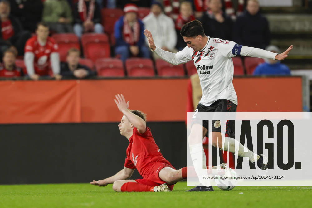 Soccer, Conference League 2026 Brann vs. Lincoln Red Imps, Bergen, October 15, 2026. Brann’s Saevar Atli Magnusson and Lincoln Red Imps’ Graeme Torrilla during the Conference League soccer match between SK Brann and Lincoln Red Imps at Brann Stadium. Photo by Paul S. Amundsen, NTB, Bergen, Norway ; RESTRICTED USE FOR BETTING COMPANIES