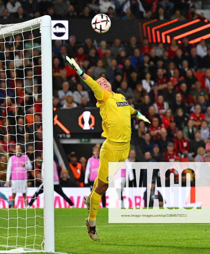 Bournemouth v Sturm Graz, Europa League Goal 1-0 - Daniil Khudyakov (53) of Sturm Graz is beaten by a shot at goal by Evanilson (9) of AFC Bournemouth during the Europa League match between Bournemouth and Sturm Graz at the Vitality Stadium, Bournemouth, UK on 15 October 2026. Bournemouth Vitality Stadium Dorset UK Editorial use only ,