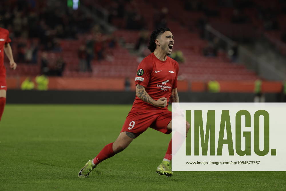 Soccer, Conference League 2026: Lincoln Red Imps vs. Brann, Bergen, October 15, 2026. Brann’s Niklas Castro celebrates the 1-1 goal during the Conference League soccer match between SK Brann and Lincoln Red Imps at Brann Stadium. Photo by Paul S. Amundsen, NTB, Bergen, Norway. . RESTRICTED USE FOR BETTING COMPANIES