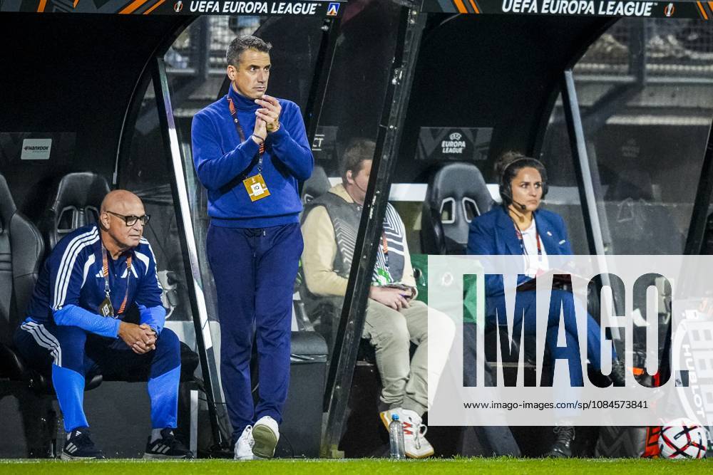 , Stadium De Goffert , season 2026 2027 , UEFA Europa League football , match between NEC Nijmegen and Levski Sofia , picture shows Levski Sofia trainer coach Julio Valazquez NEC - Levski Sofia x208456749x