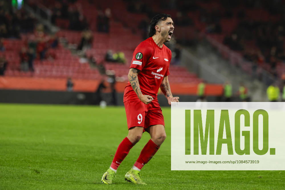 Soccer, Conference League 2026: Lincoln Red Imps vs. Brann, Bergen, October 15, 2026. Brann’s Niklas Castro celebrates the 1-1 goal during the Conference League soccer match between SK Brann and Lincoln Red Imps at Brann Stadium. Photo by Paul S. Amundsen, NTB, Bergen, Norway. . RESTRICTED USE FOR BETTING COMPANIES