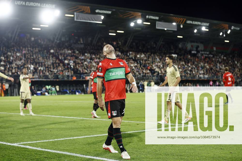 NIJMEGEN - Dušan Tadić of NEC Nijmegen is disappointed about a missed opportunity during the Europa League match between NEC and PFC Levski Sofia at De Goffert on October 15, 2026, in Nijmegen, the Netherlands. BART STOUTJESDIJK ANP ANPxSportx IVx 572558953 originalFilename: 572558953