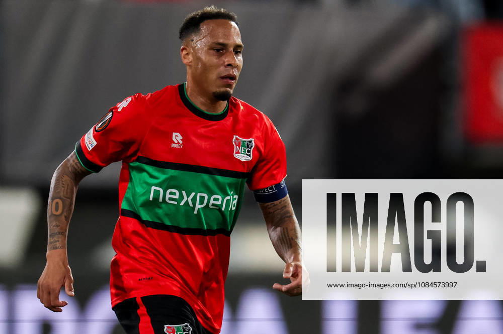 Tjaronn Chery of NEC Nijmegen looks on during the UEFA Europa League 2026 27 League Phase MD2 match between N.E.C. Nijmegen and PFC Levski Sofia at Goffertstadion on October 15, 2026 in Nijmegen, Netherlands.