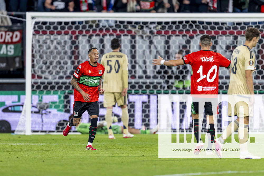 NIJMEGEN - NEC Nijmegen forward Tjaronn Chery celebrates the 1-1 during the UEFA Europa League match between N.E.C. and Levski Sofia at Stadion De Goffert on 15 October 2026 in Nijmegen, Nederland. (Photo by DeFodi Images) -