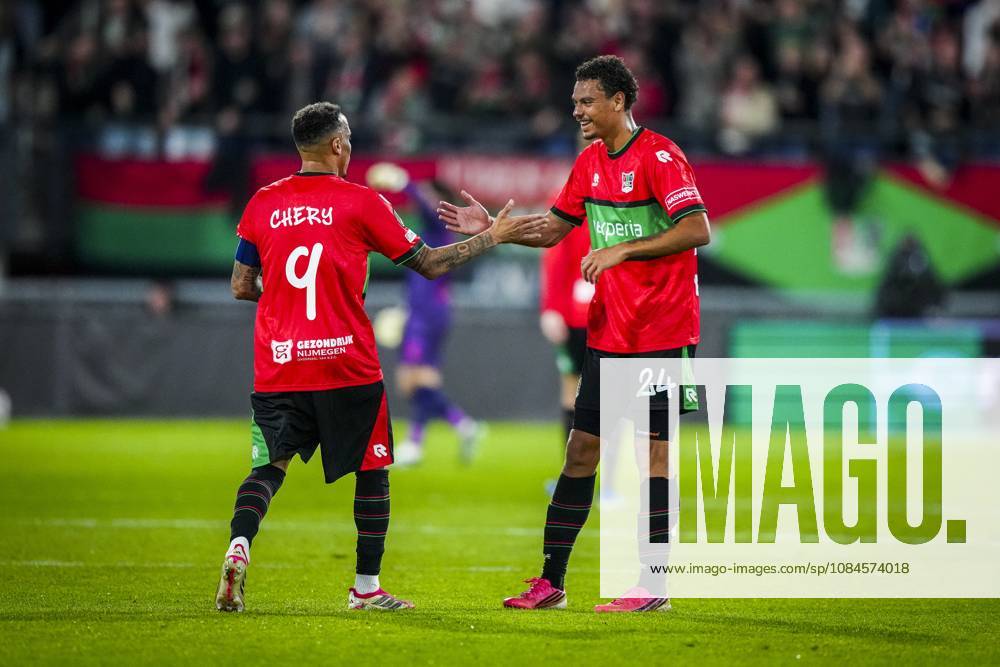 , Stadium De Goffert , season 2026 2027 , UEFA Europa League football , match between NEC Nijmegen and Levski Sofia , picture shows NEC Nijmegen player Tjaronn Chery scores the 1-1 NEC - Levski Sofia x208456800x