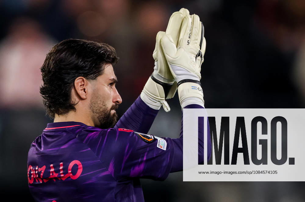 NEC Nijmegen goalkeeper Gonzalo Crettaz applauds the fans during the UEFA Europa League 2026 27 League Phase MD2 match between N.E.C. Nijmegen and PFC Levski Sofia at Goffertstadion on October 15, 2026 in Nijmegen, Netherlands.