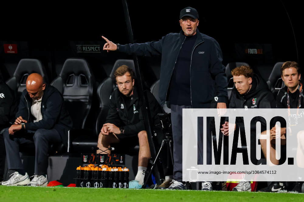 NEC Nijmegen head coach Dick Schreuder gestures during the UEFA Europa League 2026 27 League Phase MD2 match between N.E.C. Nijmegen and PFC Levski Sofia at Goffertstadion on October 15, 2026 in Nijmegen, Netherlands.