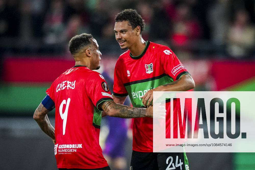 , Stadium De Goffert , season 2026 2027 , UEFA Europa League football , match between NEC Nijmegen and Levski Sofia , picture shows NEC Nijmegen player Tjaronn Chery scores the 1-1 NEC - Levski Sofia x208456809x