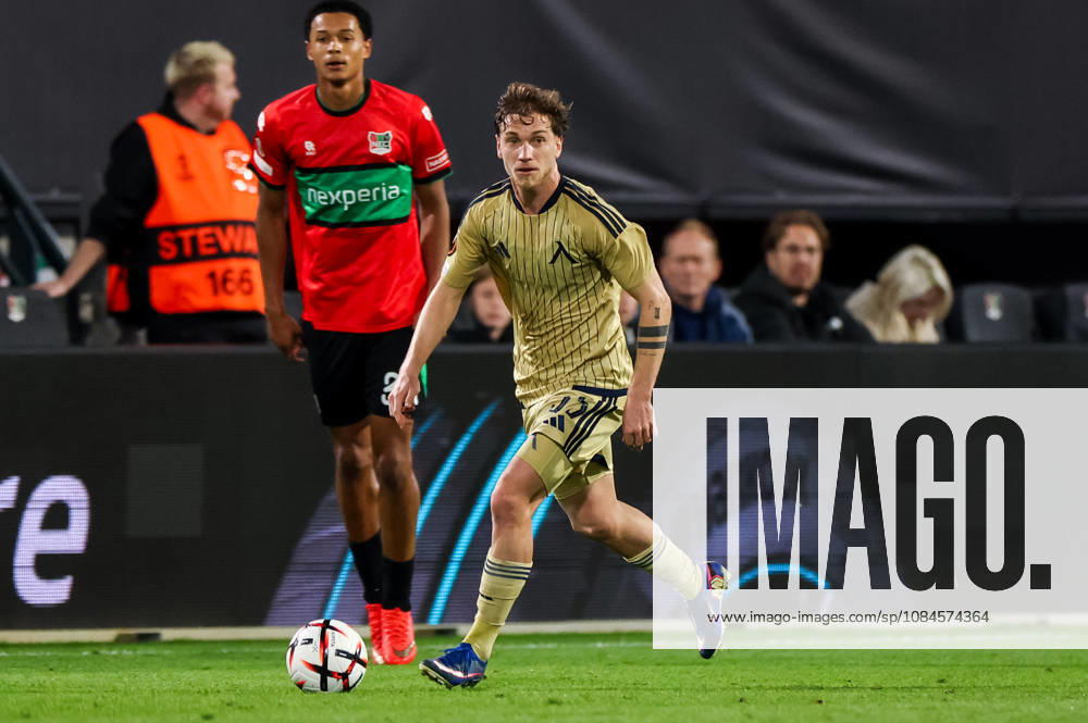 Serginho of Levski Sofia dribbles with the ball during the UEFA Europa League 2026 27 League Phase MD2 match between N.E.C. Nijmegen and PFC Levski Sofia at Goffertstadion on October 15, 2026 in Nijmegen, Netherlands.