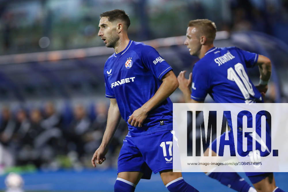 Zagreb, Croatia, 15th October 2026. UEFA Europa League. League phase, Matchday 2, Dinamo Zagreb vs Anderlecht at Maksimir Stadium, Zagreb. Luka IVANUSEC (17) and Luka STOJKOVIC (10). UEFA Europa League, Dinamo Zagreb vs Anderlecht.