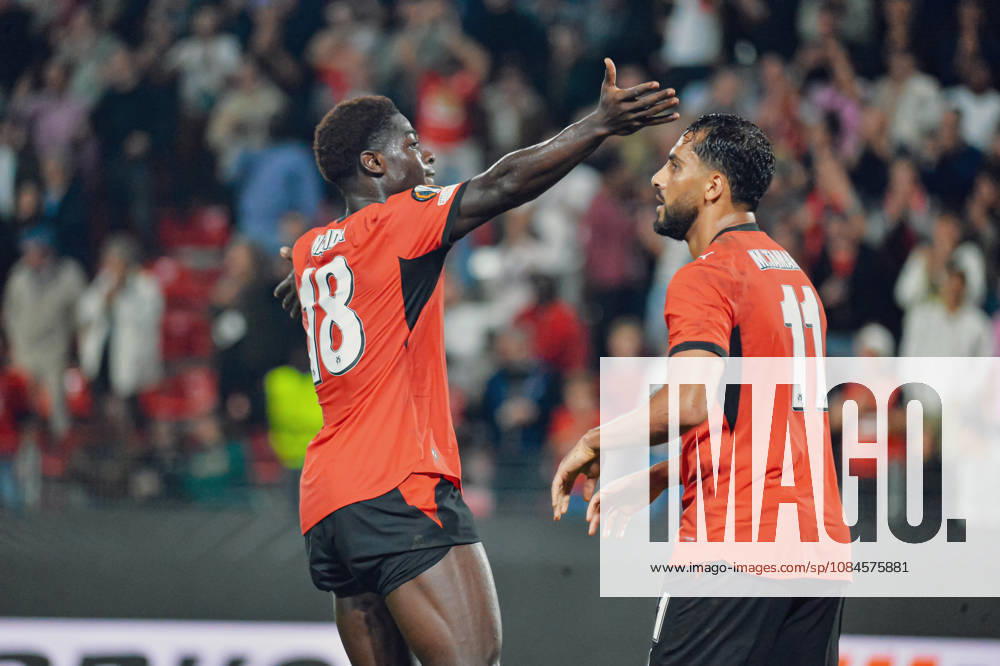 Joie des joueurs du Stade Rennais aprés le but de Mahamadou Nagida (Stade Rennais)