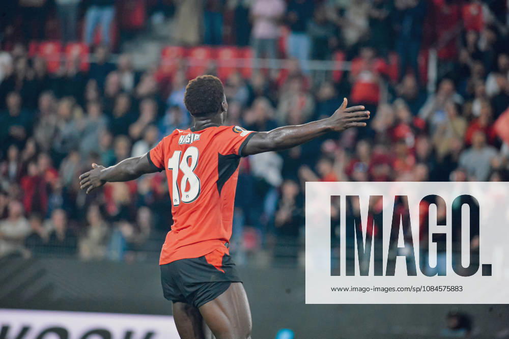 Joie des joueurs du Stade Rennais aprés le but de Mahamadou Nagida (Stade Rennais)