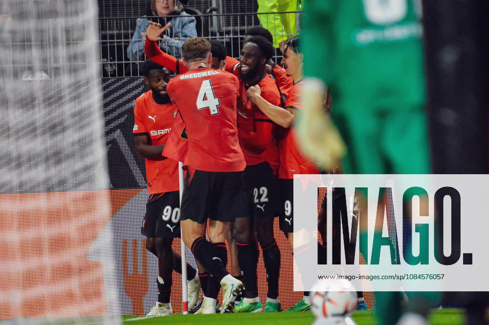 Joie des joueurs du Stade Rennais aprés le but de Abdelhamid Ait Boudlal (Stade Rennais)