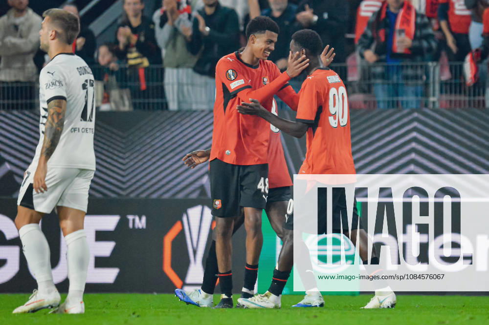 Joie des joueurs du Stade Rennais aprés le but de Abdelhamid Ait Boudlal (Stade Rennais)