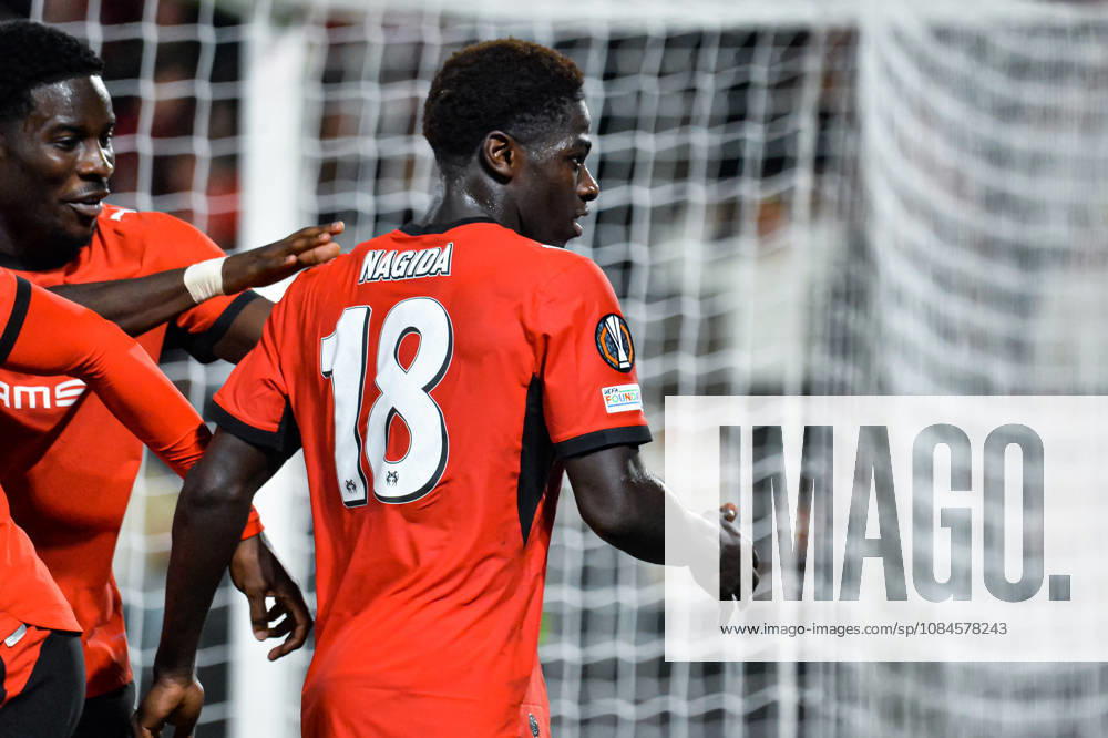 Joie des joueurs du Stade Rennais aprés le but de Mahamadou Nagida (Stade Rennais)