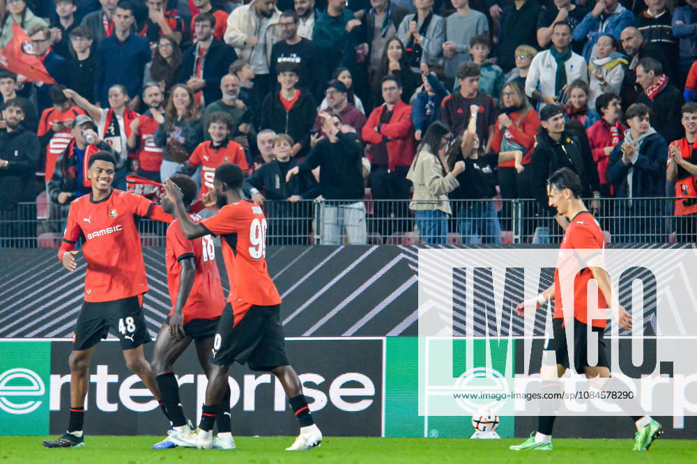 Joie des joueurs du Stade Rennais aprés le but de Abdelhamid Ait Boudlal (Stade Rennais)