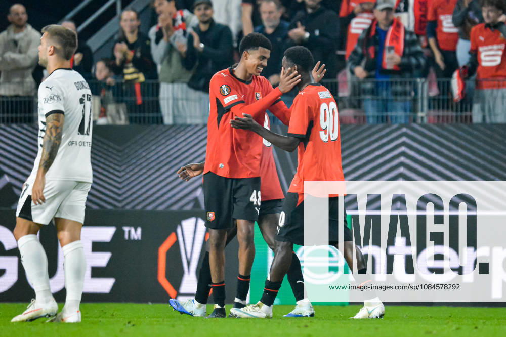 Joie des joueurs du Stade Rennais aprés le but de Abdelhamid Ait Boudlal (Stade Rennais)