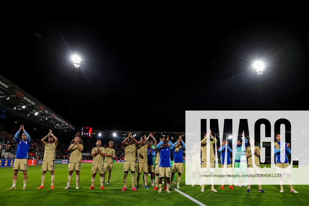 Levski Sofia players acknowledge fans after the UEFA Europa League 2026 27 League Phase MD2 match between N.E.C. Nijmegen and PFC Levski Sofia at Goffertstadion on October 15, 2026 in Nijmegen, Netherlands.