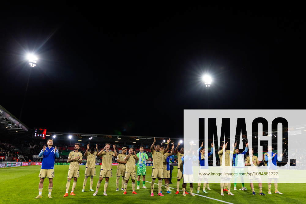 Levski Sofia players acknowledge fans after the UEFA Europa League 2026 27 League Phase MD2 match between N.E.C. Nijmegen and PFC Levski Sofia at Goffertstadion on October 15, 2026 in Nijmegen, Netherlands.