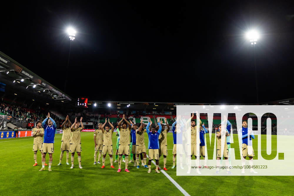 Levski Sofia players acknowledge fans after the UEFA Europa League 2026 27 League Phase MD2 match between N.E.C. Nijmegen and PFC Levski Sofia at Goffertstadion on October 15, 2026 in Nijmegen, Netherlands.
