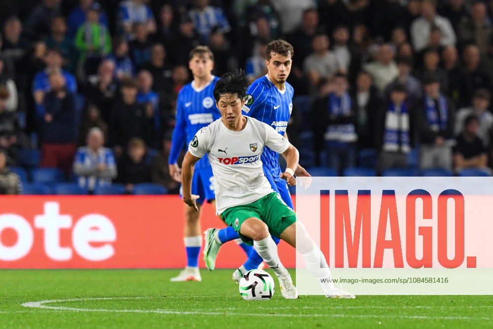 Brighton and Hove Albion v Kauno Zalgiris, UEFA Conference League Yukiyoshi Karashima of Kauno Zalgiris in action during the UEFA Conference League match between Brighton and Hove Albion and Kauno Zalgiris at the American Express Stadium, Brighton and Hove, UK on 15 October 2026. Brighton and Hove American Express Stadium East Sussex UK Editorial use only ,