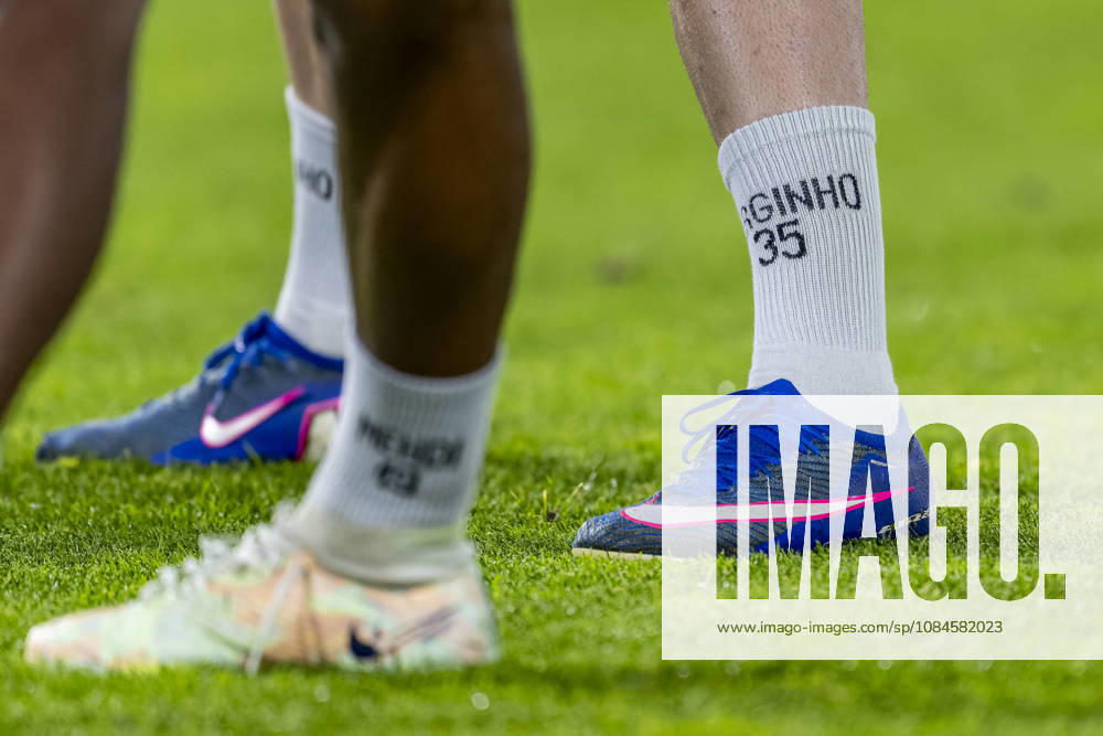 NIJMEGEN - close-up of the socks of Levski Sofia midfielder Serginho during the UEFA Europa League match between N.E.C. and Levski Sofia at Stadion De Goffert on 15 October 2026 in Nijmegen, Netherlands. (Photo by DeFodi Images) -