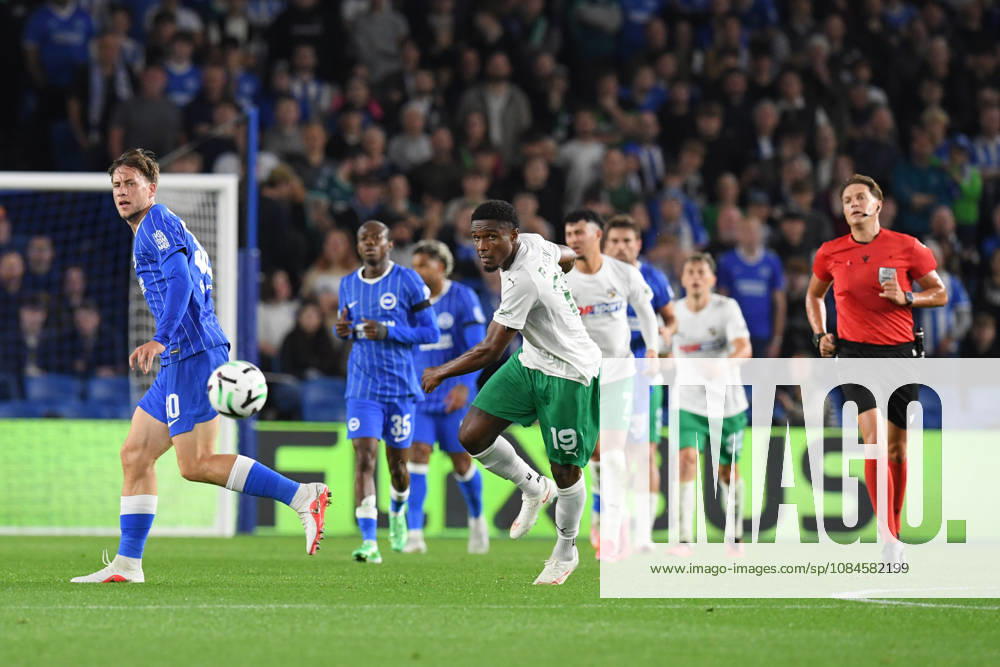 Brighton and Hove Albion v Kauno Zalgiris, UEFA Conference League Renan Oliveira of Kauno Zalgiris plays the ball during the UEFA Conference League match between Brighton and Hove Albion and Kauno Zalgiris at the American Express Stadium, Brighton and Hove, UK on 15 October 2026. Brighton and Hove American Express Stadium East Sussex UK Editorial use only ,