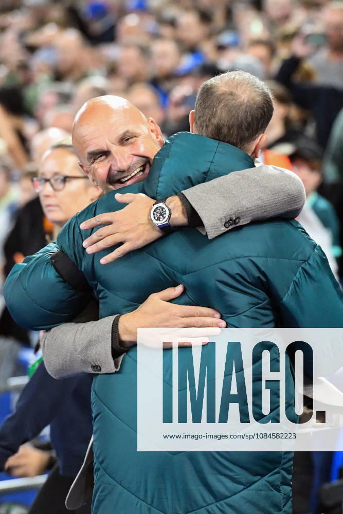 Brighton and Hove Albion v Kauno Zalgiris, UEFA Conference League Zeljko Sopic Head Coach of Kauno Zalgiris and Fabian Hurzeler Manager of Brighton and Hove Albion greet each other before the UEFA Conference League match between Brighton and Hove Albion and Kauno Zalgiris at the American Express Stadium, Brighton and Hove, UK on 15 October 2026. Brighton and Hove American Express Stadium East Sussex UK Editorial use only ,