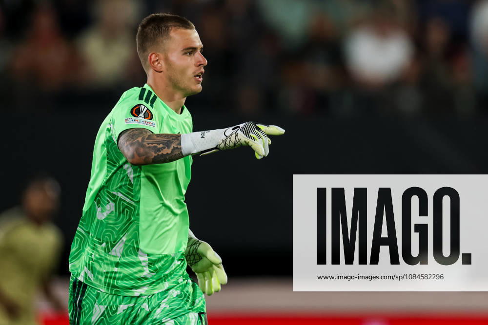 Levski Sofia goalkeeper Svetoslav Vutsov gestures during the UEFA Europa League 2026 27 League Phase MD2 match between N.E.C. Nijmegen and PFC Levski Sofia at Goffertstadion on October 15, 2026 in Nijmegen, Netherlands.