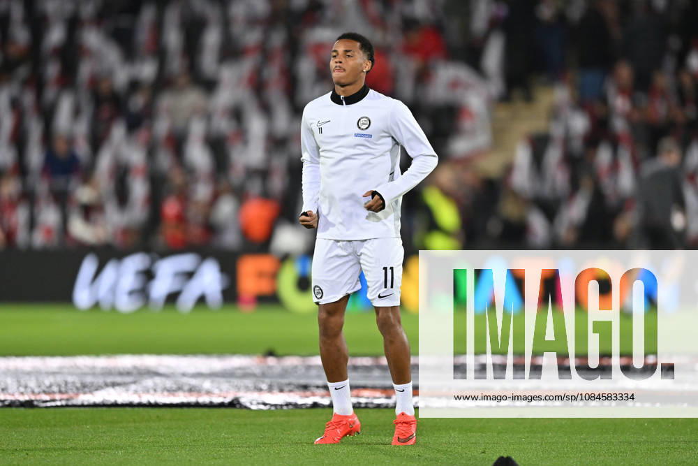 Bournemouth v Sturm Graz, Europa League Axel Kayombo (11) of Sturm Graz warming up ahead of the Europa League match between Bournemouth and Sturm Graz at the Vitality Stadium, Bournemouth, UK on 15 October 2026. Bournemouth Vitality Stadium Dorset UK Editorial use only ,
