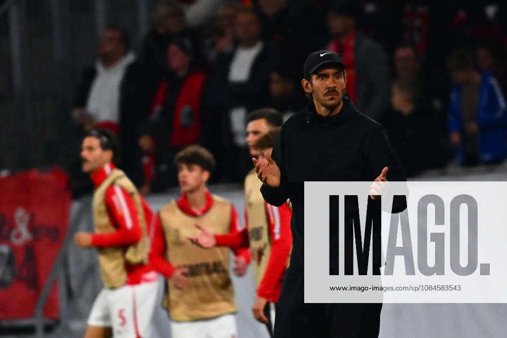 Julian Schuster headcoach of SC Freiburg gestures during the UEFA Conference League 2026 27 league phase match between SC-Freiburg and FK Jablonec - at the Europa-Park Stadium on October 15, 2026 in Freiburg im Breisgau, Baden-Württemberg, Germany.