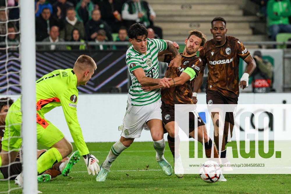 Ferencvaros V Viktoria Plzen - UEFA Europa League 2026 27 League Phase Match Day 2 Krisztian Lisztes of Ferencvaros and Patrik Hrosovsky of Viktoria Plzen participate during the UEFA Europa League 2026 27 League Phase MD2 match between Ferencvaros and Viktoria Plzen at Groupama Arena in Budapest, Hungary, on October 15, 2026. Budapest Hungary