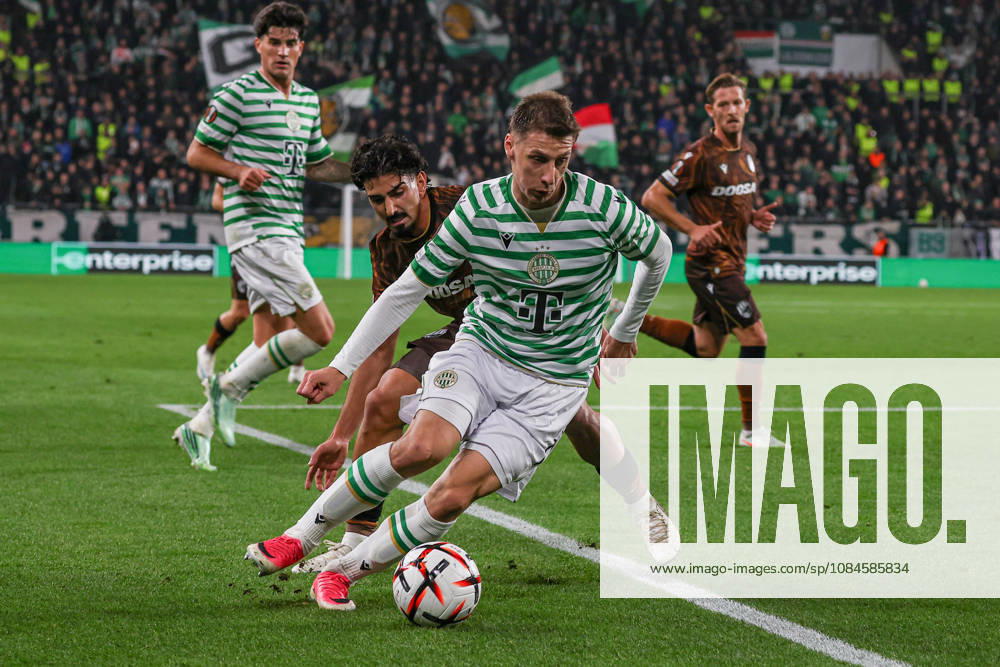 Ferencvaros V Viktoria Plzen - UEFA Europa League 2026 27 League Phase Match Day 2 Marius Corbu of Ferencvaros and Merchas Doski of Viktoria Plzen participate during the UEFA Europa League 2026 27 League Phase MD2 match between Ferencvaros and Viktoria Plzen at Groupama Arena in Budapest, Hungary, on October 15, 2026. Budapest Hungary