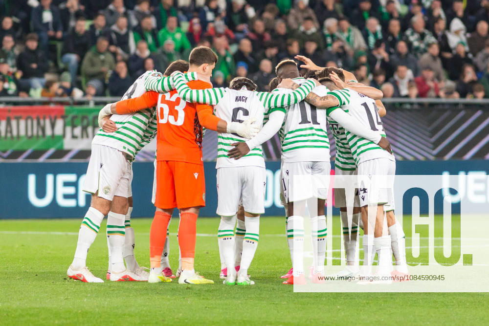 Ferencvaros v Viktoria Plzen, UEFA Europa League, Budapest, Hungary Budapest, Hungary. 15th, October 2026. The players of Ferencvaros unite in a huddle during the UEFA Europa League match between Ferencvaros and Viktoria Plzen at Groupama Arena in Budapest. Hungary, Budapest, Groupama Arena