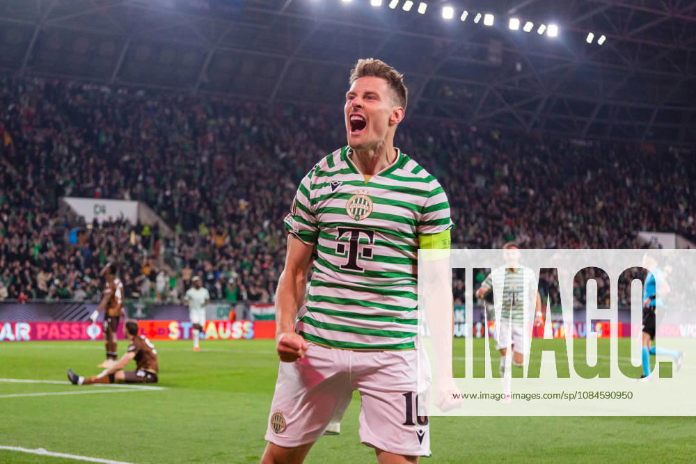Ferencvaros v Viktoria Plzen, UEFA Europa League, Budapest, Hungary Budapest, Hungary. 15th, October 2026. Kristoffer Zachariassen (16) of Ferencvaros scores for 1-0 during the UEFA Europa League match between Ferencvaros and Viktoria Plzen at Groupama Arena in Budapest. Hungary, Budapest, Groupama Arena