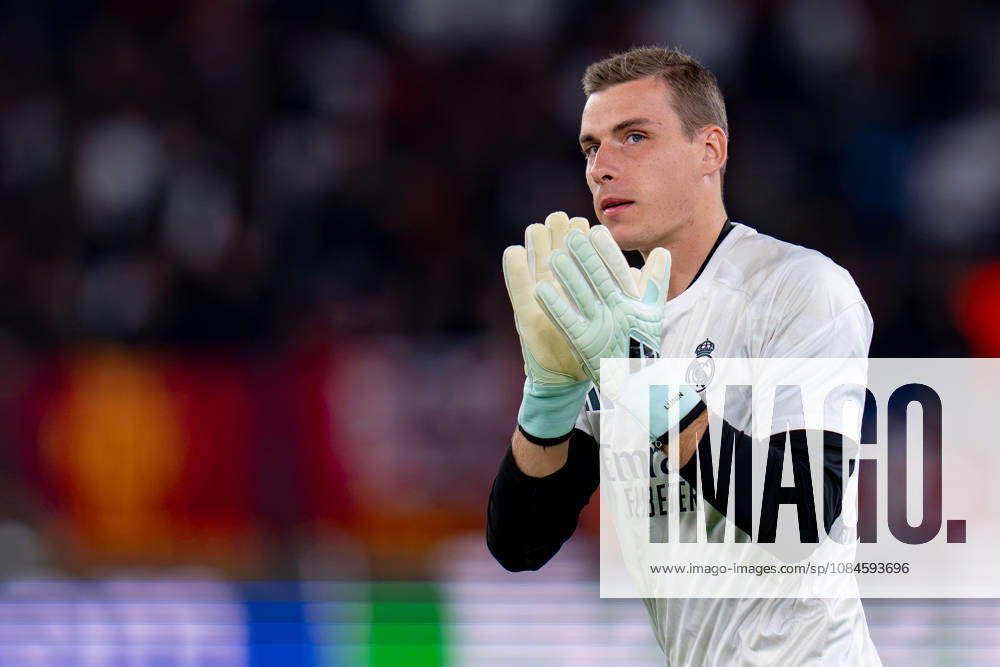 AS Roma v Real Madrid C.F. - UEFA Champions League 2026 27 League Phase MD2 Andriy Lunin of Real Madrid CF gestures during the AS Roma v Real Madrid C.F. - UEFA Champions League 2026 27 League Phase MD2 at Stadio Olimpico on October 14, 2026 in Rome, Italy Rome Stadio Olimpico Lazio Italy