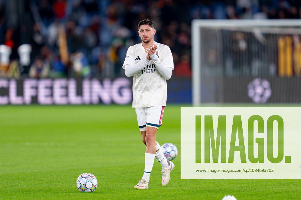 AS Roma v Real Madrid C.F. - UEFA Champions League 2026 27 League Phase MD2 Federico Valverde of Real Madrid CF gestures during the AS Roma v Real Madrid C.F. - UEFA Champions League 2026 27 League Phase MD2 at Stadio Olimpico on October 14, 2026 in Rome, Italy Rome Stadio Olimpico Lazio Italy