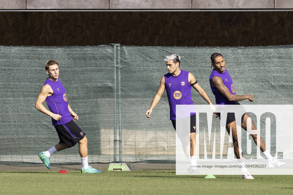 Fermin Lopez, Pedri and Raphinha during the training day of FC Barcelona, Barca ahead the Spanish League, Laliga EA Sports, football match against Real Betis at Ciudad Esportiva Joan Gamper on October 16, 2026 in Sant Joan Despi, Barcelona, Spain. FC Barcelona Training And press conference, PK, Pressekonferenz - LaLiga EA Sports - ZUMAa181 20261016_zaa_a181_039